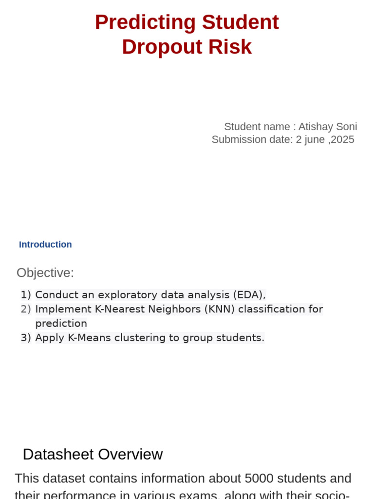 Student Dropout Risk Prediction Analysis | PDF | Cluster Analysis ...