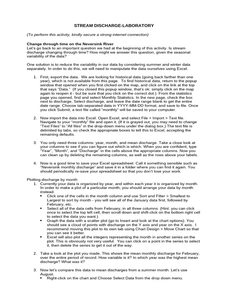 Stream Discharge Laboratory Activity 2 3 | PDF | Drainage Basin ...