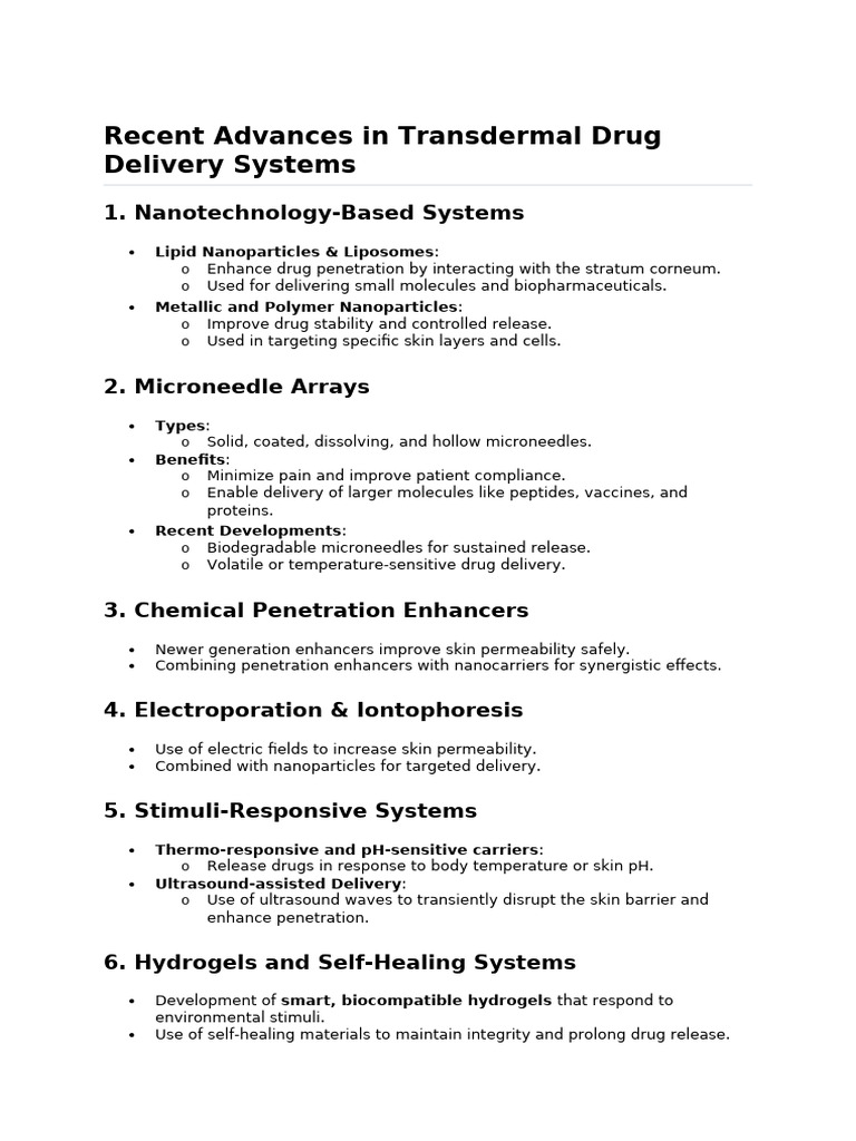 Advances in Transdermal Drug Delivery | PDF