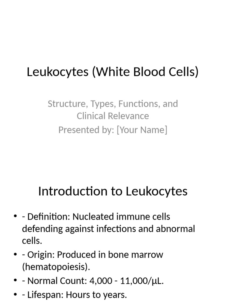 Leukocytes: Types, Functions, and Disorders | PDF | White Blood Cell ...
