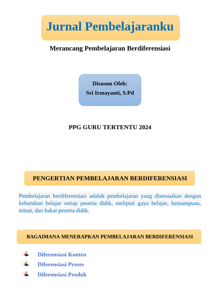 767349672 Jurnal Pembelajaran Modul 1 Berdiferensiasi | PDF