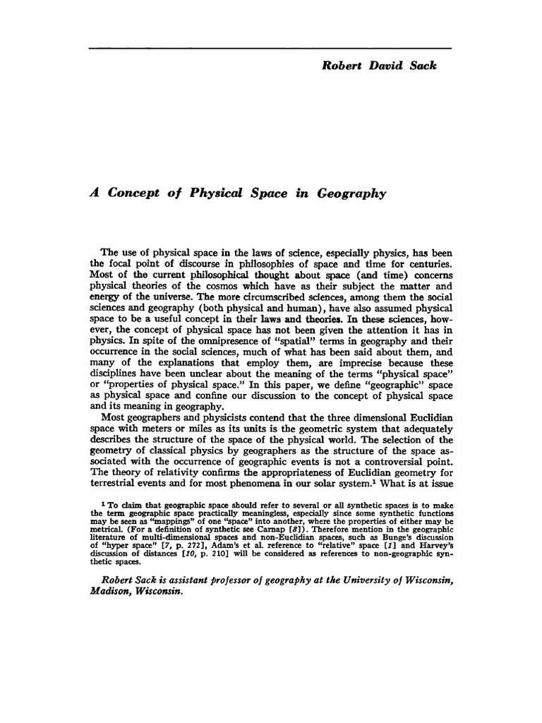 A Concept of Physical Space in Geography | PDF | Space | Geography