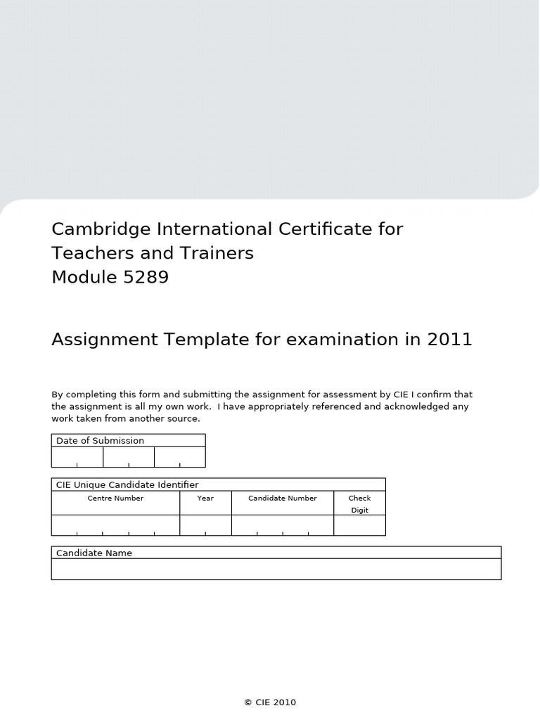5289 CICTTAssignmentTemplate 2011 | PDF | Learning | Teachers