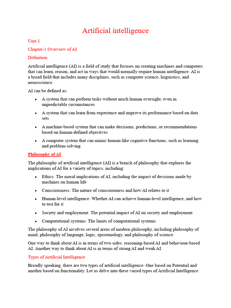 Types of AI Based on Functionality | PDF | Artificial Intelligence ...