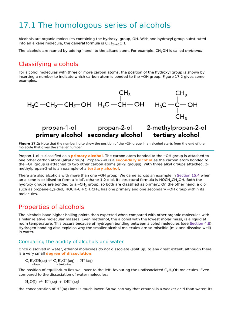 Overview of Alcohols: Properties and Reactions | PDF | Ester | Chemical ...