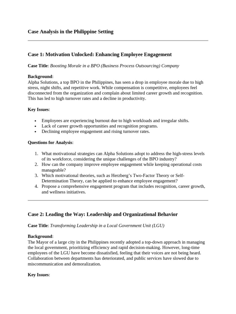 Case Studies on Employee Engagement in the Philippines | PDF ...