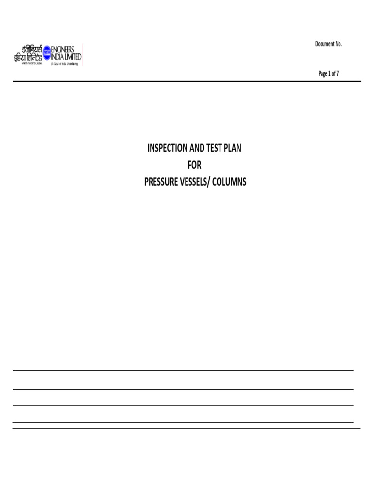 Inspection Plan for Pressure Vessels | PDF | Nondestructive Testing ...