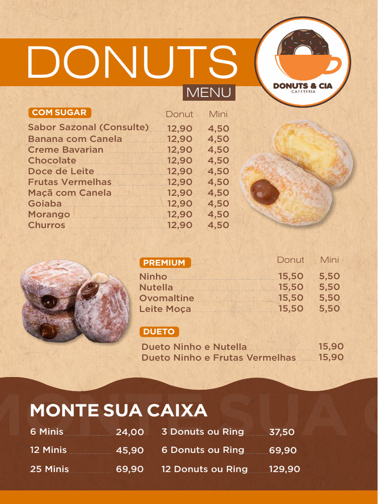 Cardápio de Donuts em Jundiaí | PDF | Creme (gastronomia) | Chocolate