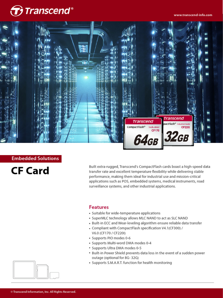 Transcend CompactFlash Card Overview | PDF | Computer Data | Computing