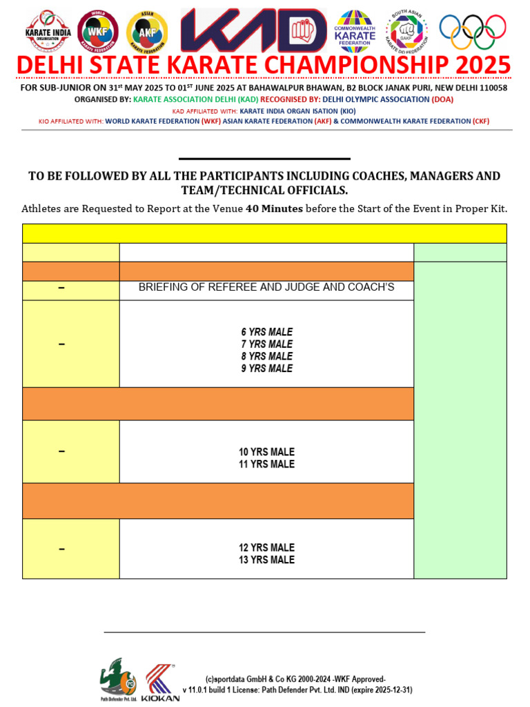 Delhi State Karate Championship 2025 | PDF | Karate | Martial Arts ...