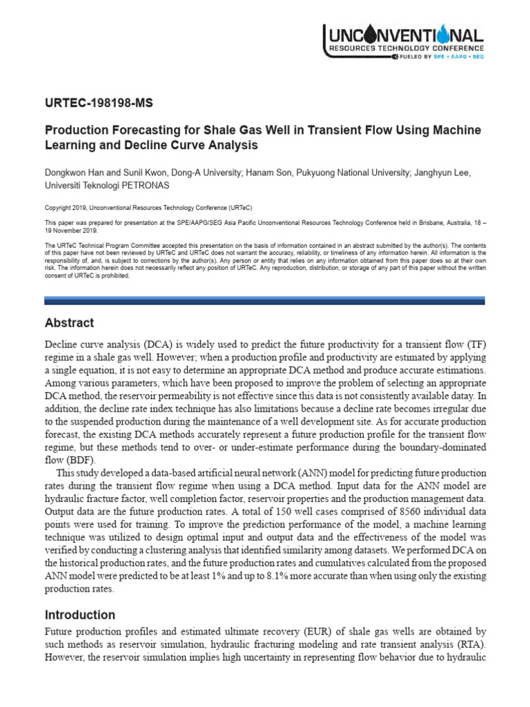 Shale Gas Production Forecasting Using ANN | PDF | Cluster Analysis ...