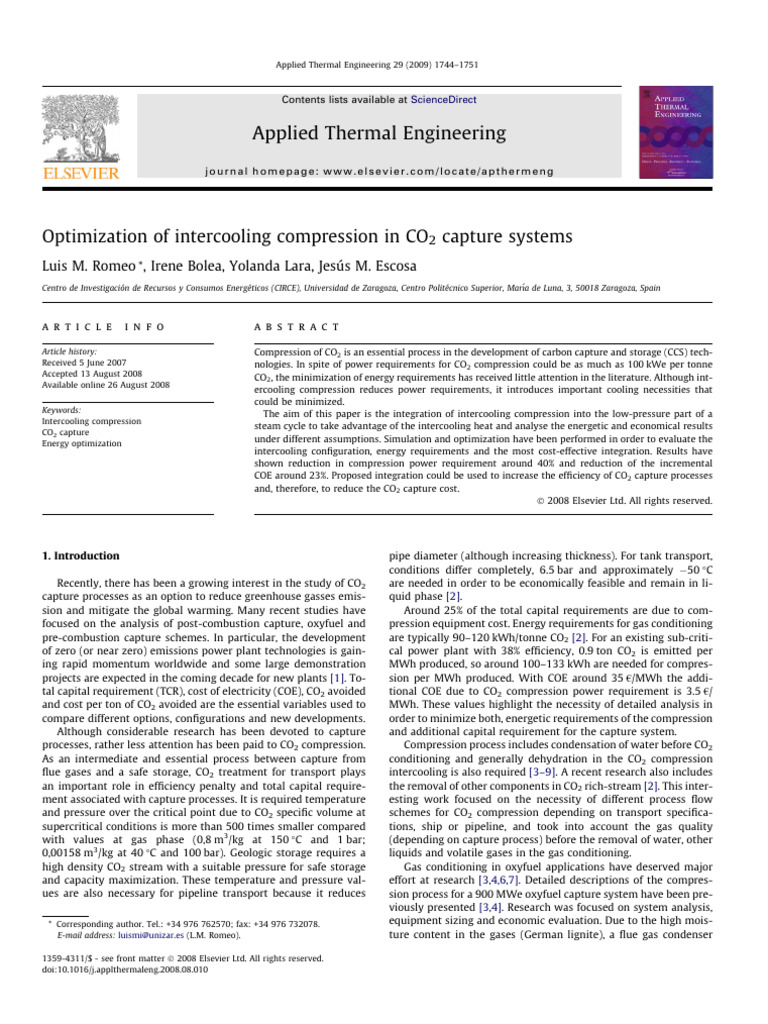 Intercooling Compression for CO2 Capture | PDF | Gases | Heat Exchanger