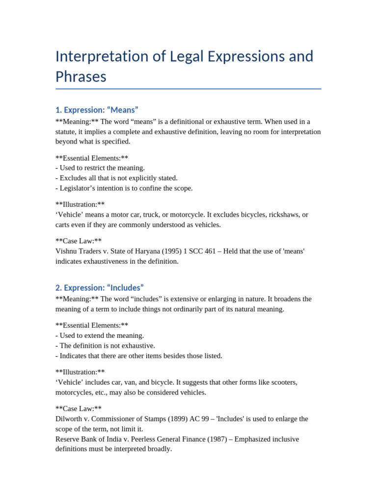 Legal Interpretation of Key Terms | PDF | Phrase | Word