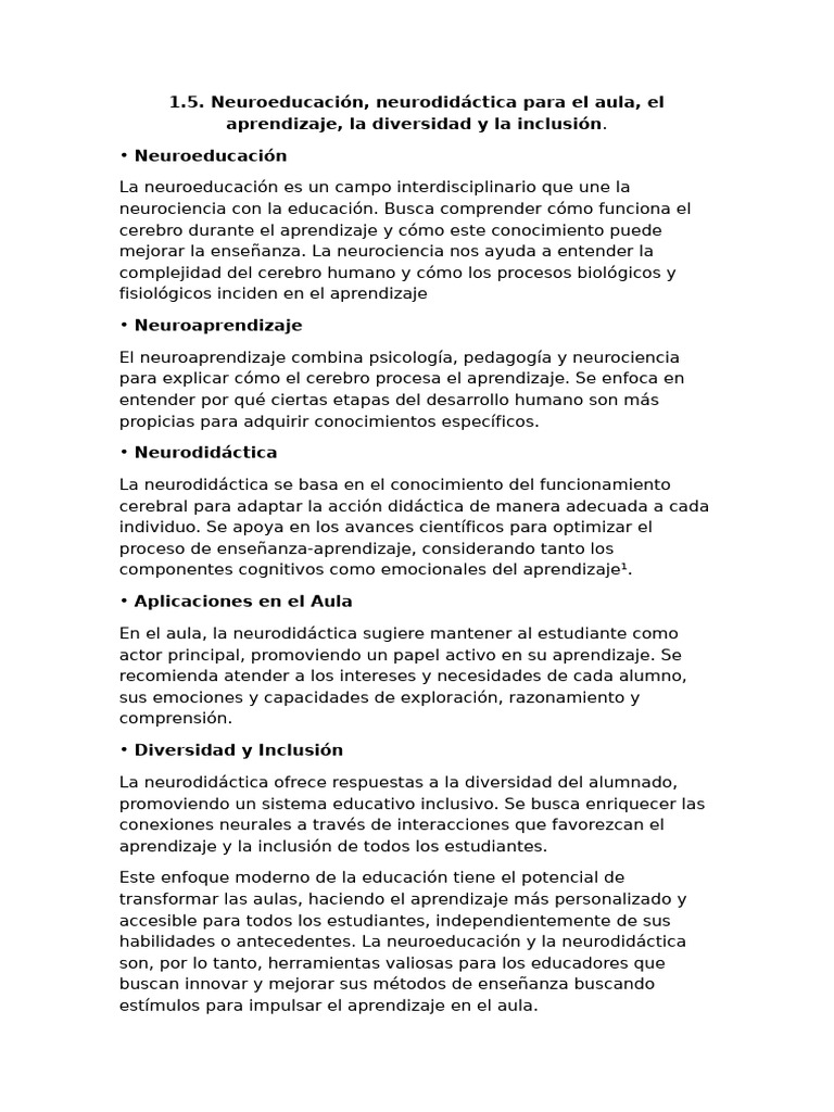 Neuroeducación y Diversidad en el Aula | PDF