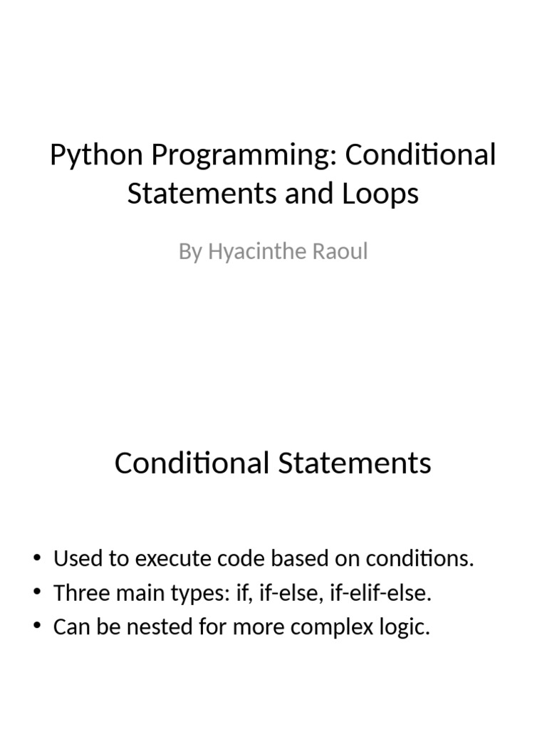 Python Conditionals and Loops | PDF