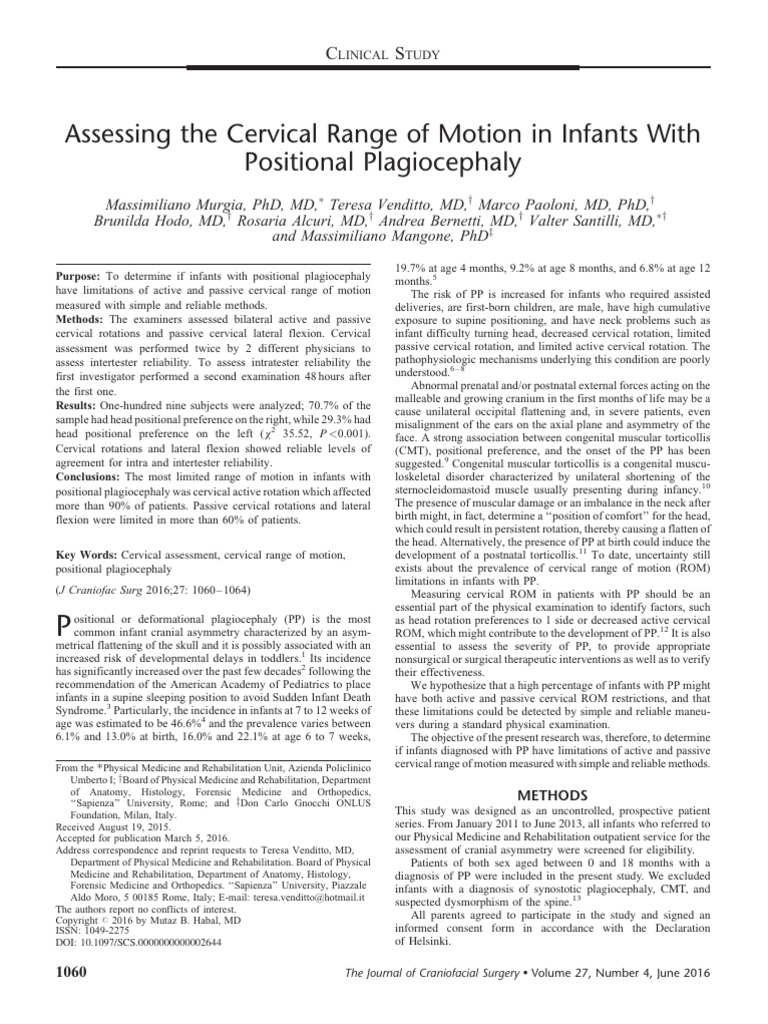 Assessing The Cervical Range of Motion in Infants With Positional ...