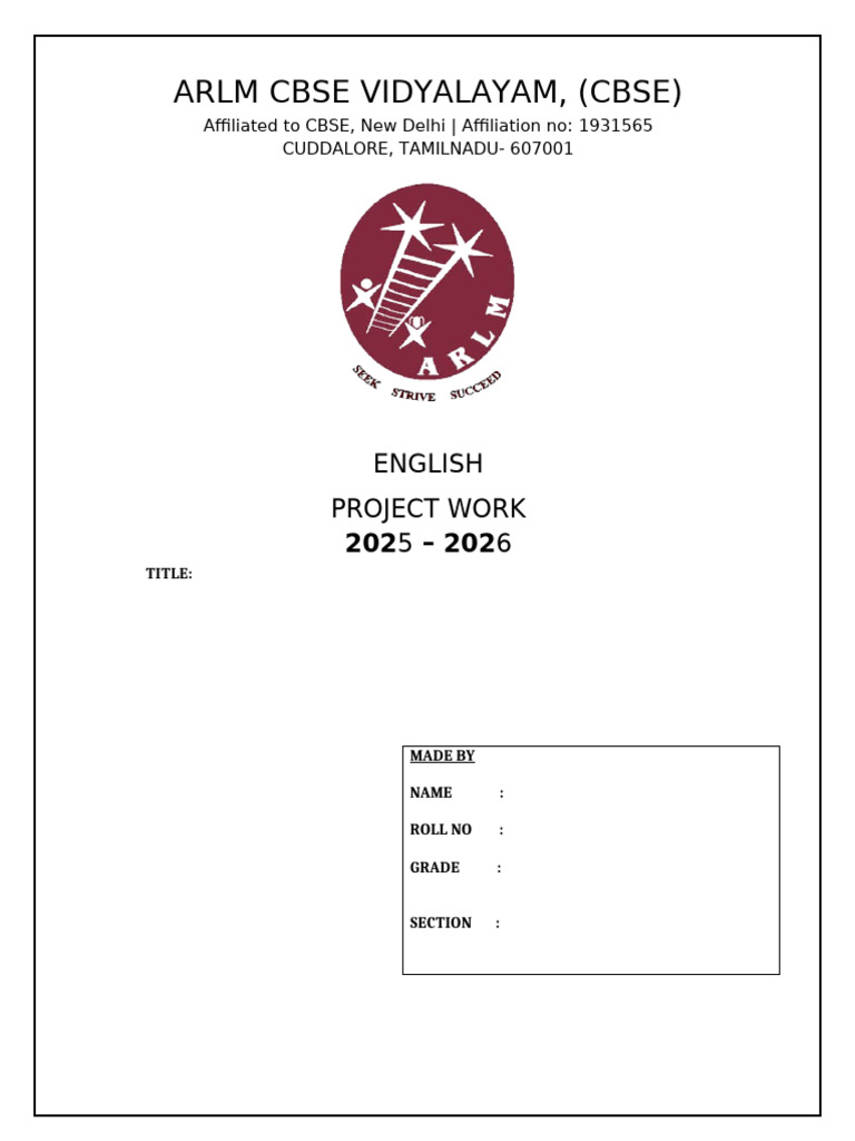 CBSE Class X English Project 2025-2026 | PDF