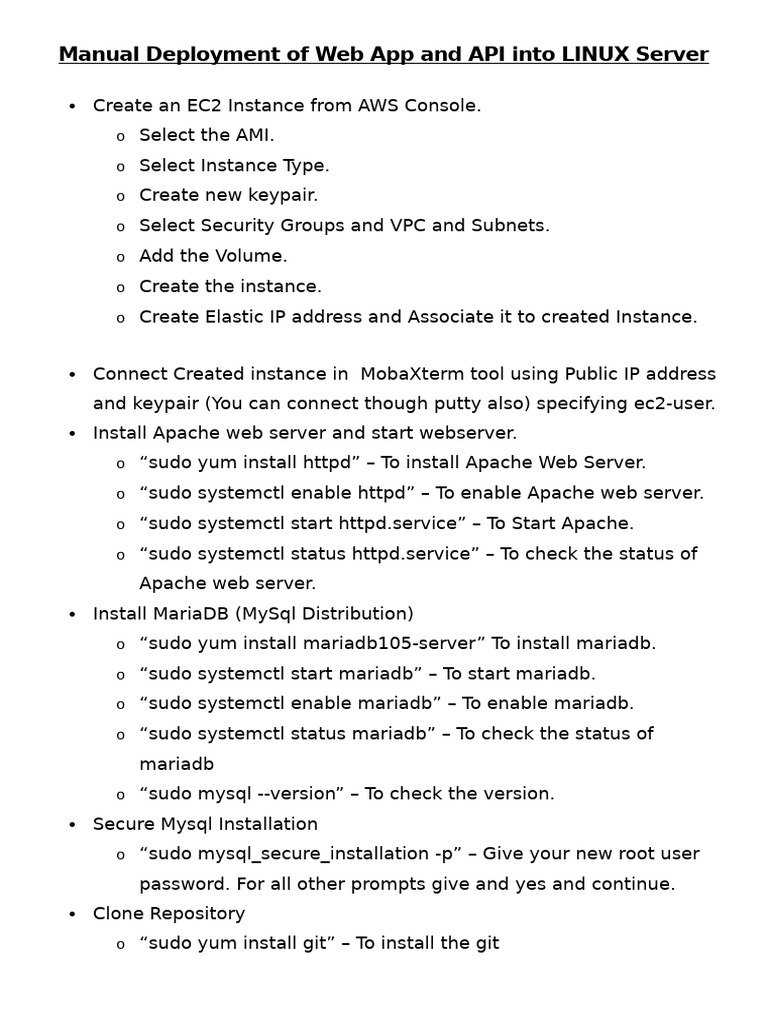 Deploy Web App & API on Linux Server | PDF