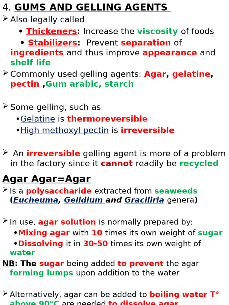 Gelling Agents and Ingredients in Confectionery | PDF | Gelatin | Agar