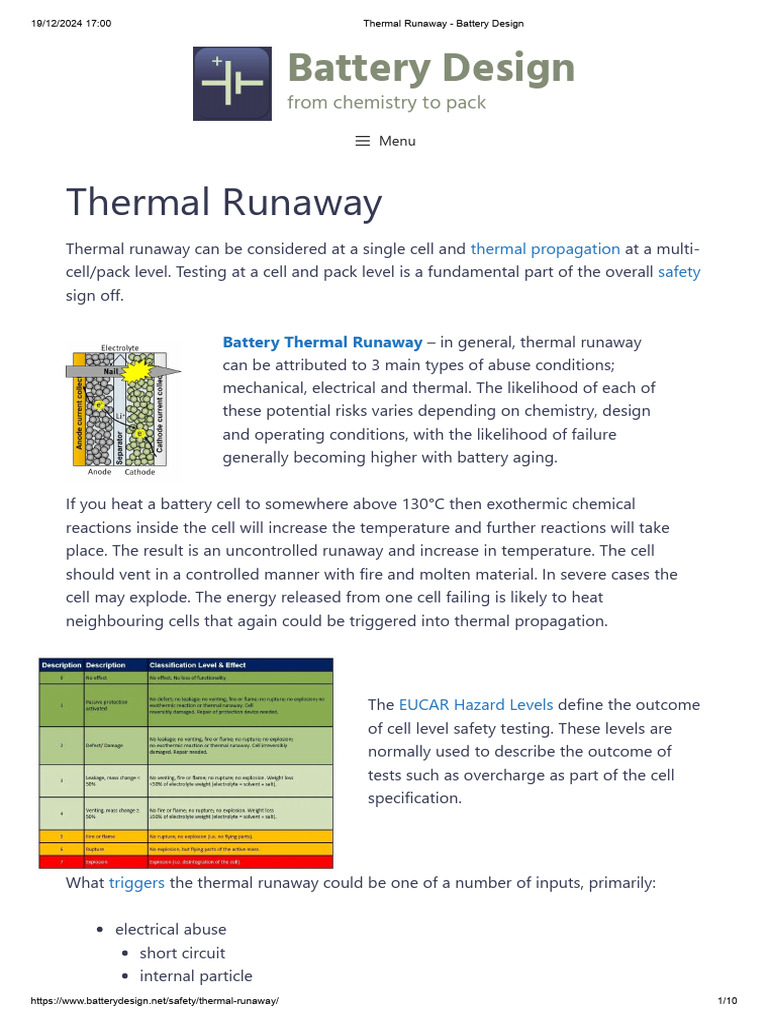 Battery Design: Thermal Runaway Insights | PDF | Lithium Ion Battery ...