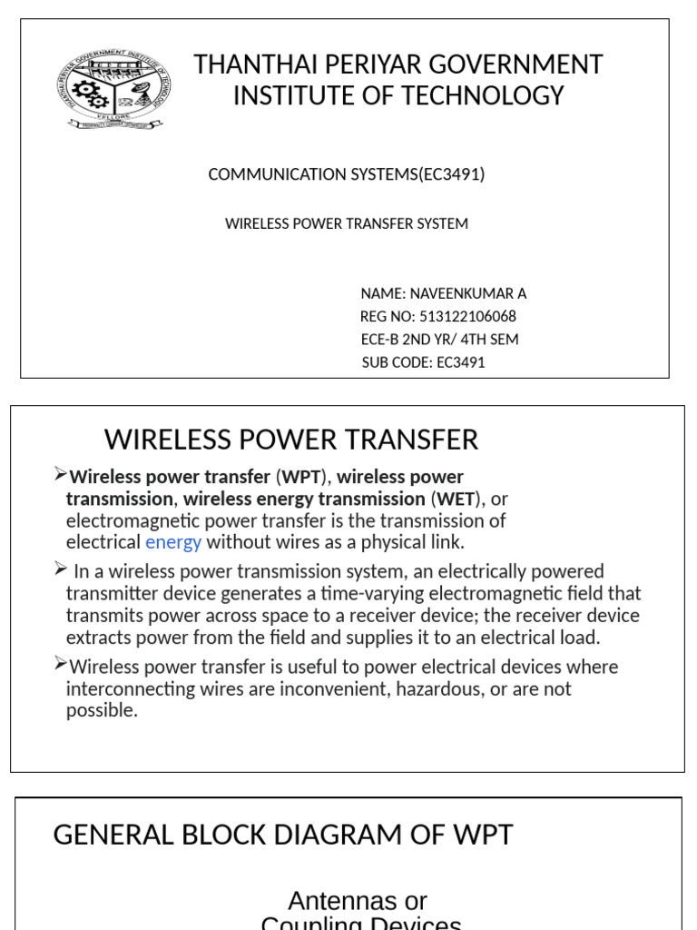 Wireless Power Transfer System Overview | PDF | Electromagnetic ...