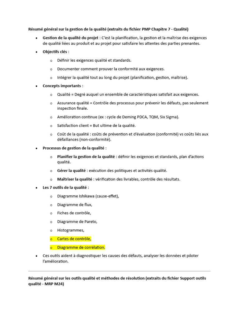 Gestion de la qualité et outils essentiels | PDF | Management de la ...