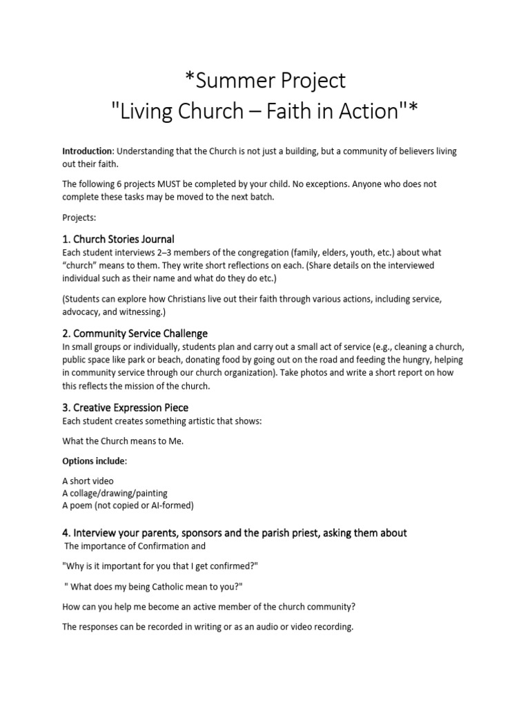 Summer Church Project Guidelines | PDF