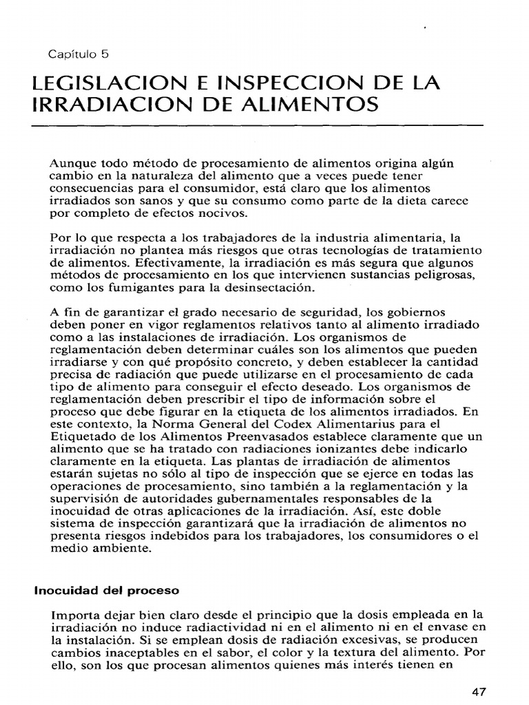 Legislación sobre Irradiación de Alimentos | PDF | Radiación | Alimentos