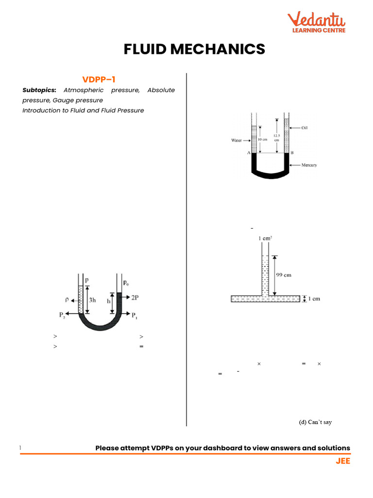 Fluid Mechanics Pressure Concepts | PDF | Buoyancy | Pressure
