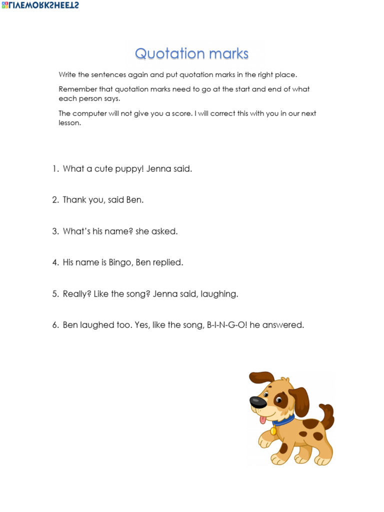 Correct Quotation Placement Exercise | PDF