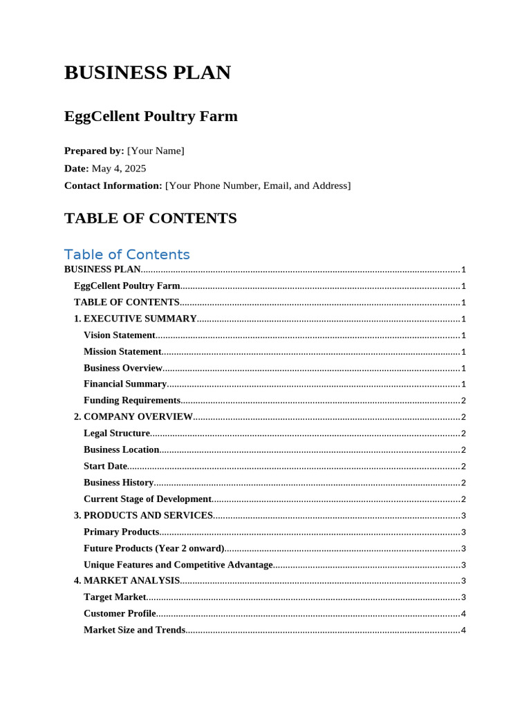 EggCellent Poultry Farm Business Plan | PDF | Poultry Farming | Chicken