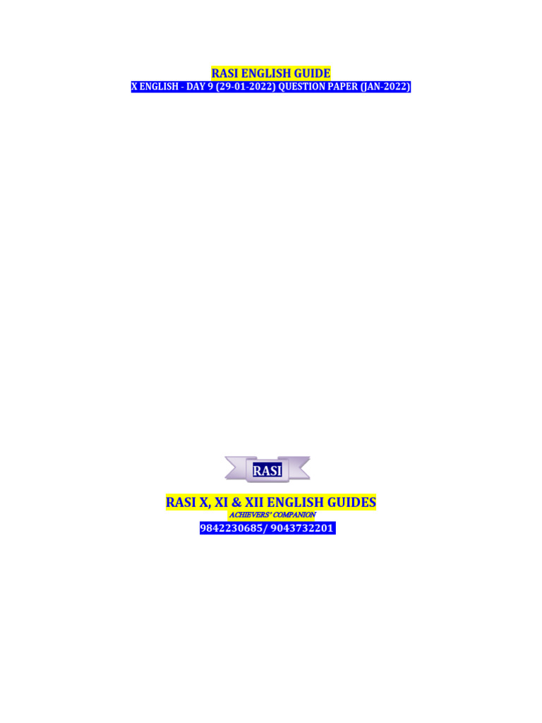 Rasi Key Day 9 X English | PDF