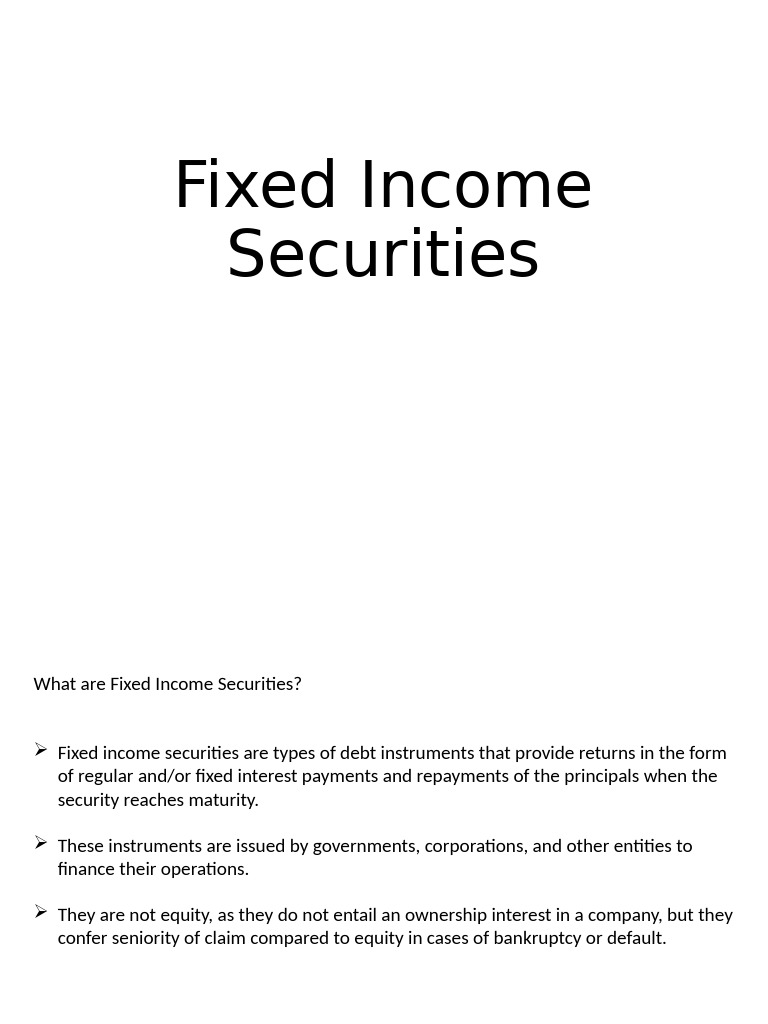 Understanding Fixed Income Securities Pdf Bond Credit Rating