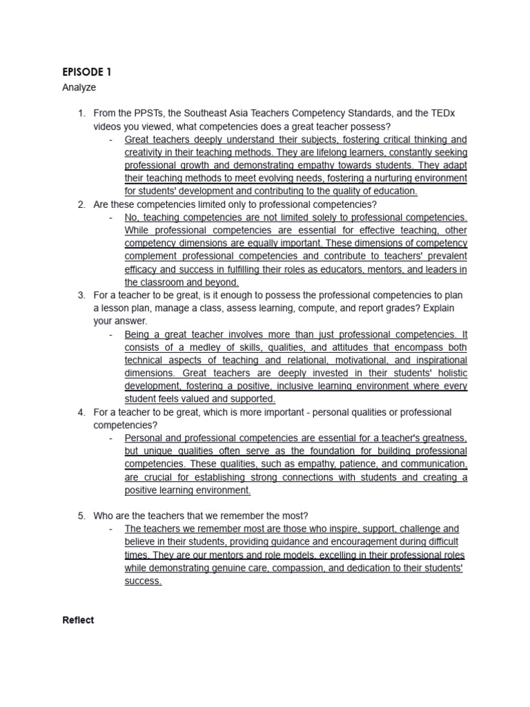 Essential Teacher Competencies Explored | PDF | Learning | Cognition