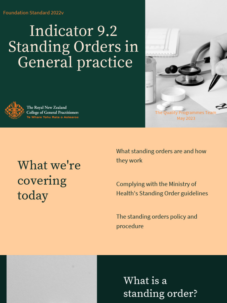 Standing Orders in General Practice Guide | PDF | Medical Prescription ...
