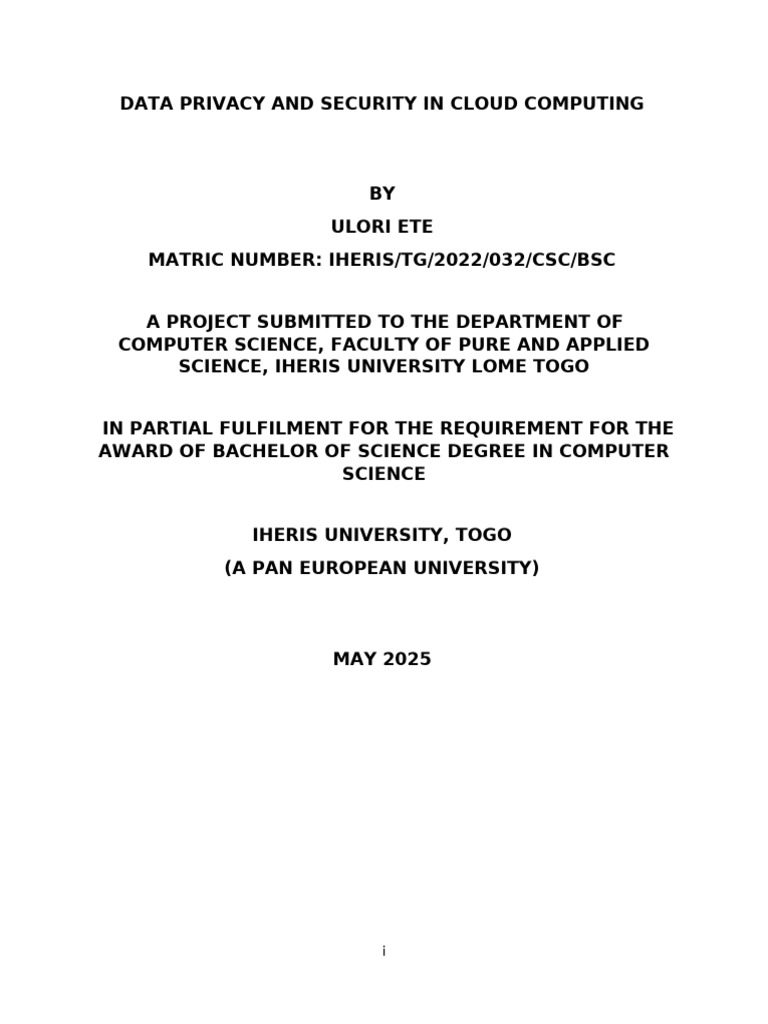 Data Privacy in Cloud Computing Analysis | PDF | Data | Cloud Computing