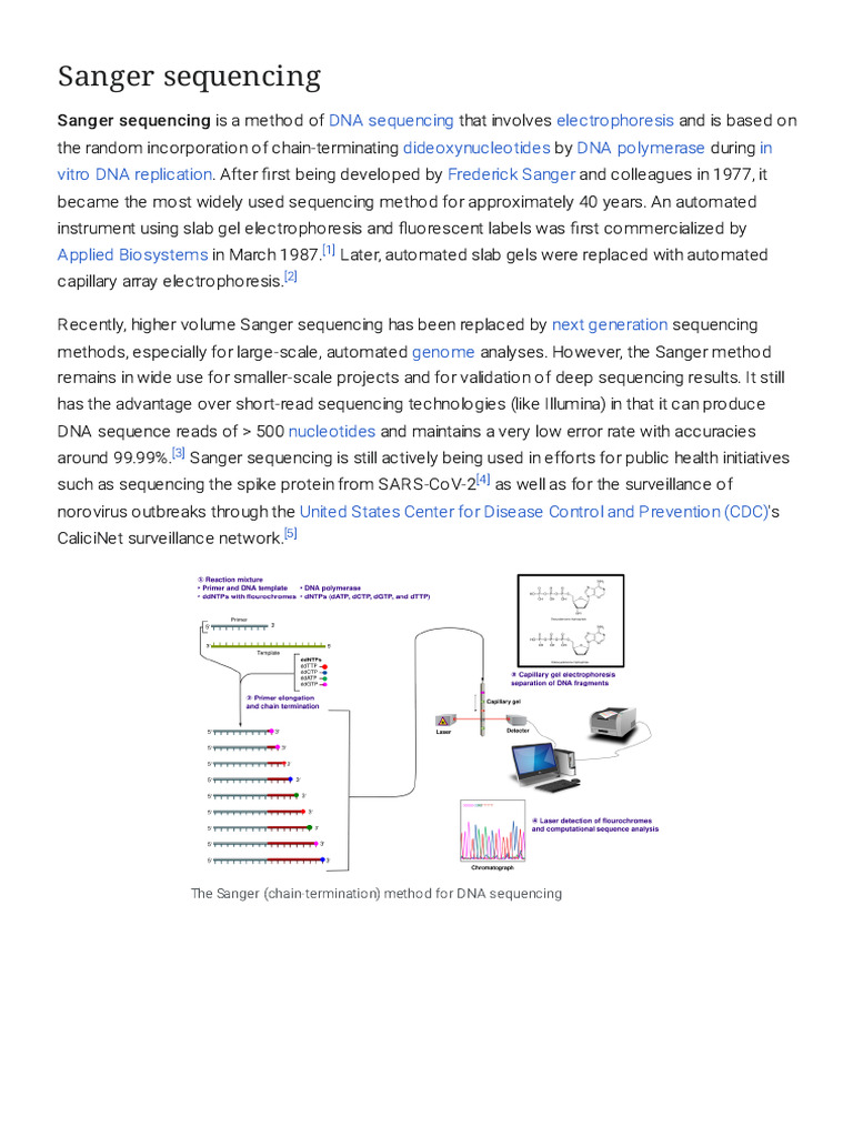 Sanger Sequencing Method Overview | PDF | Dna Sequencing | Biotechnology