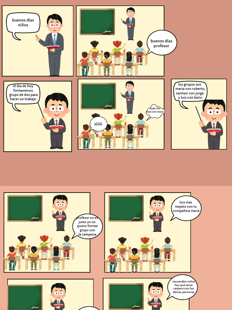 Red Hand Drawn Classroom Phrases Comic Strip | PDF