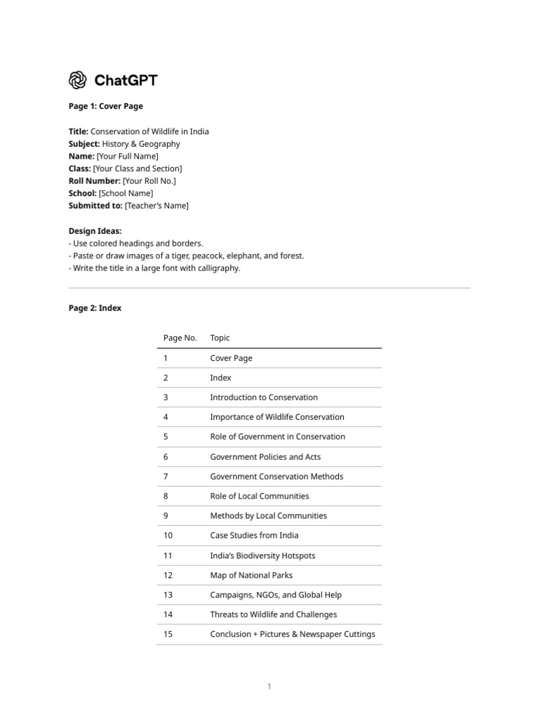 Wildlife Conservation in India: Methods & Importance | PDF ...