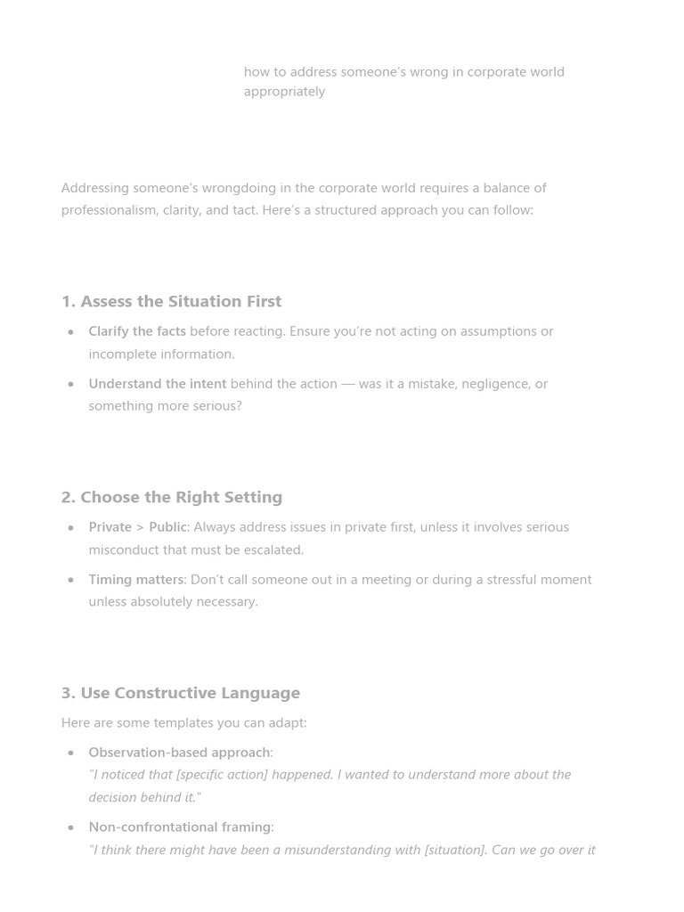 Addressing Wrongdoing Professionally | PDF