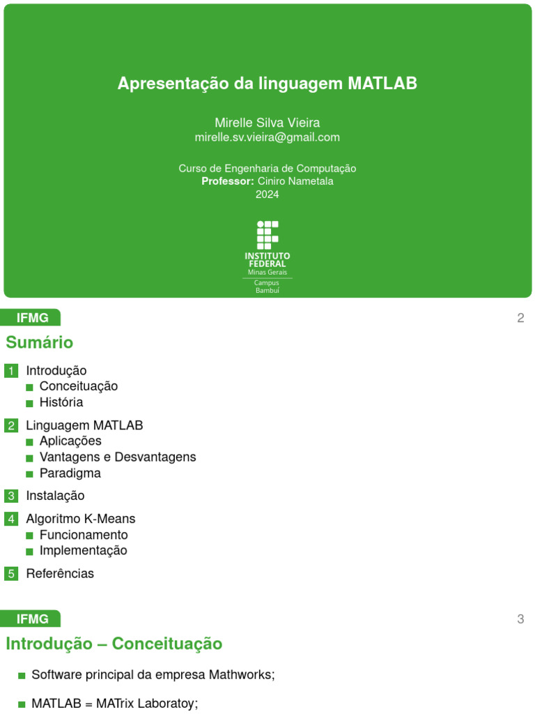 Trabalho Final MATLAB Mirelle Silva Vieira | PDF | Matlab | Unidade de ...
