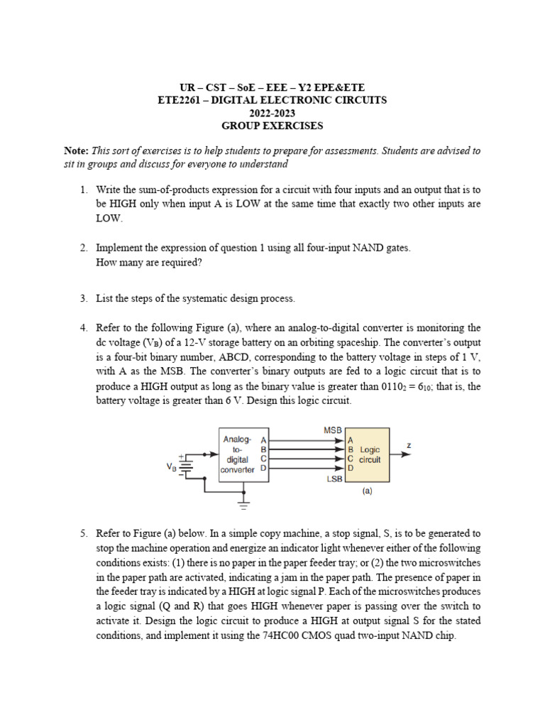 Group Exercises - 2023 | PDF | Logic Gate | Electrical Circuits