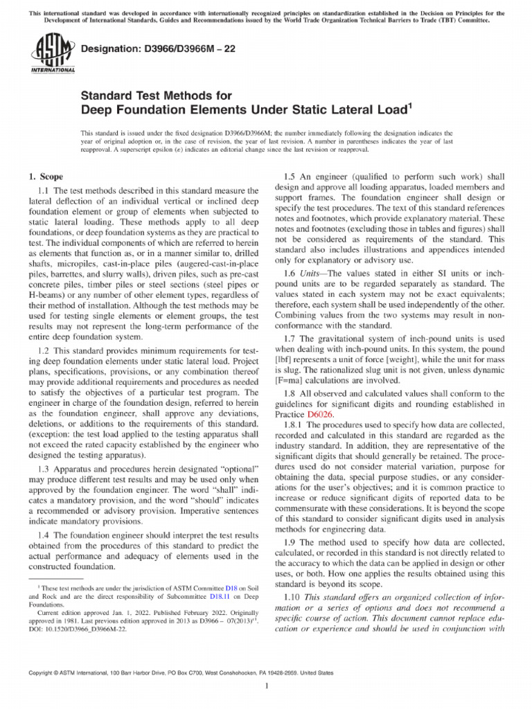 Astm D3966 - D3966M-22 | PDF