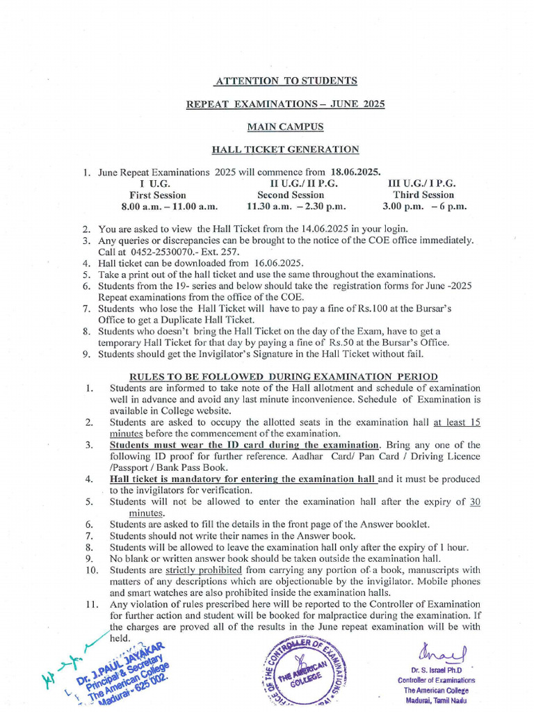 Examination Schedule-Repeat Examinations June 2025 . | PDF