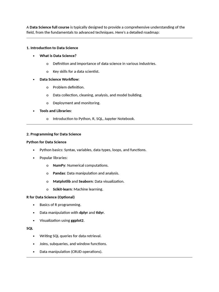 Comprehensive Data Science Course Guide | PDF | Statistics | Data Science