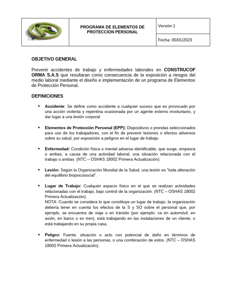 Programa de EPP para Seguridad Laboral | PDF | Temperatura | Calor