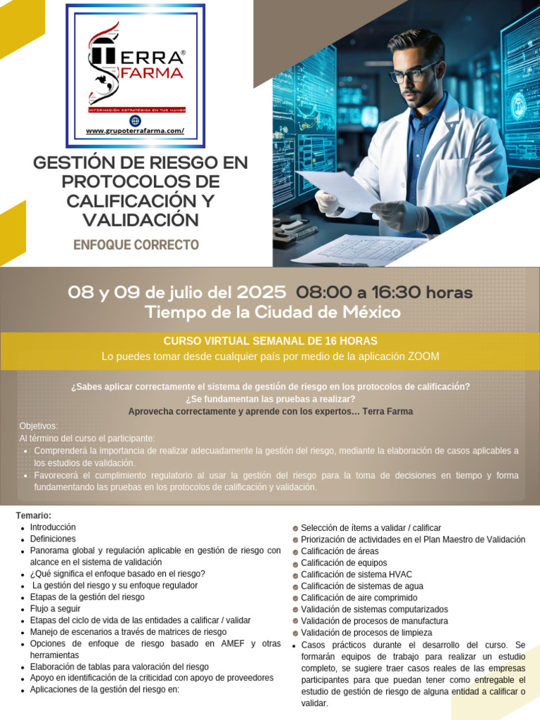 Gestion de Riesgo en Protocolos de Calificacion y Validacion. Enfoque ...