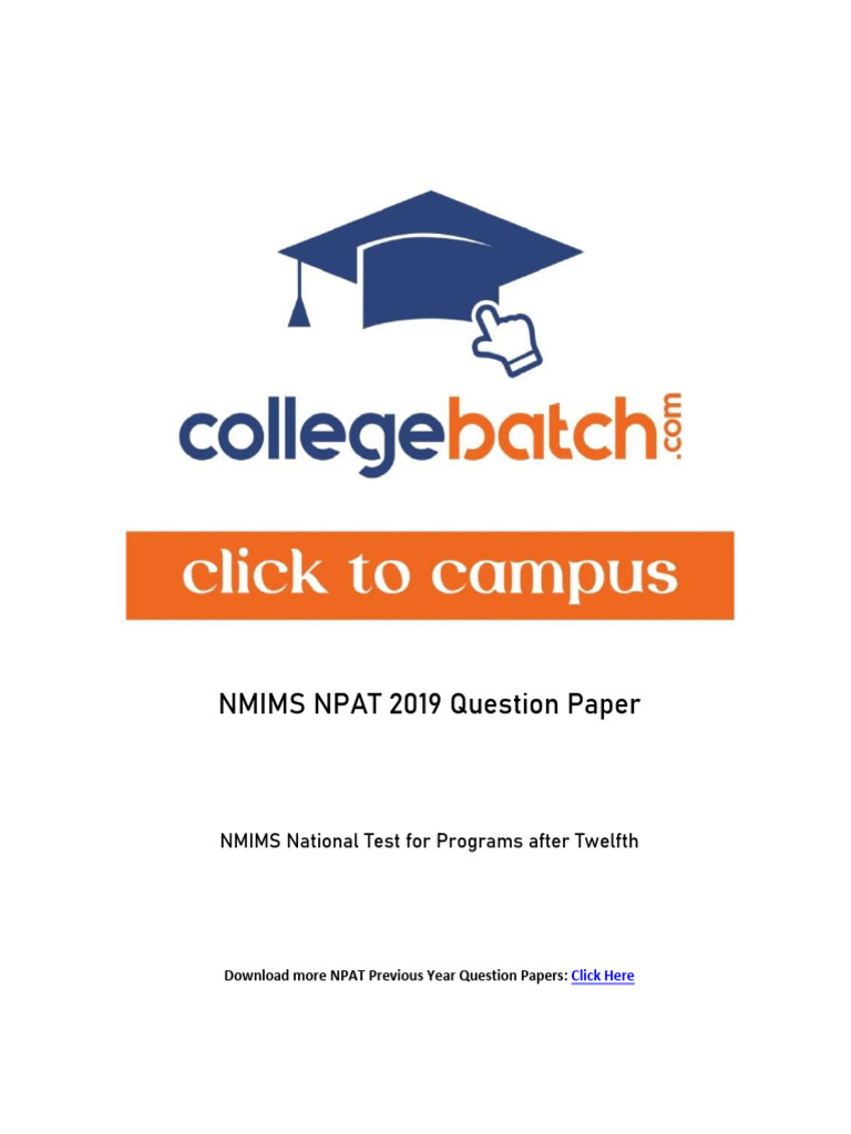 NPAT 2019 Engineering Question Paper | PDF | Multiple Choice | Methodology