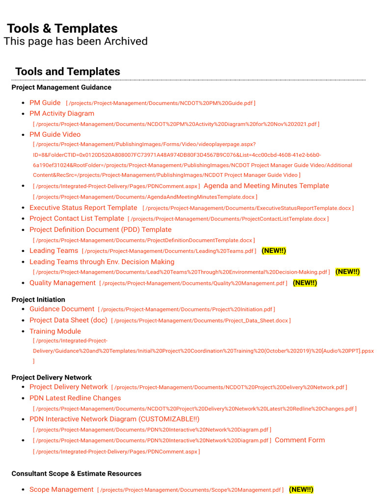 NCDOT Project Management Templates | PDF | Project Management | Computing