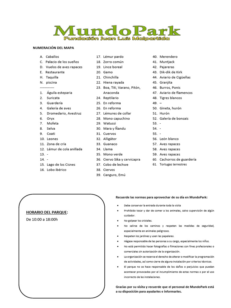 Mapa y Normas de MundoPark | PDF